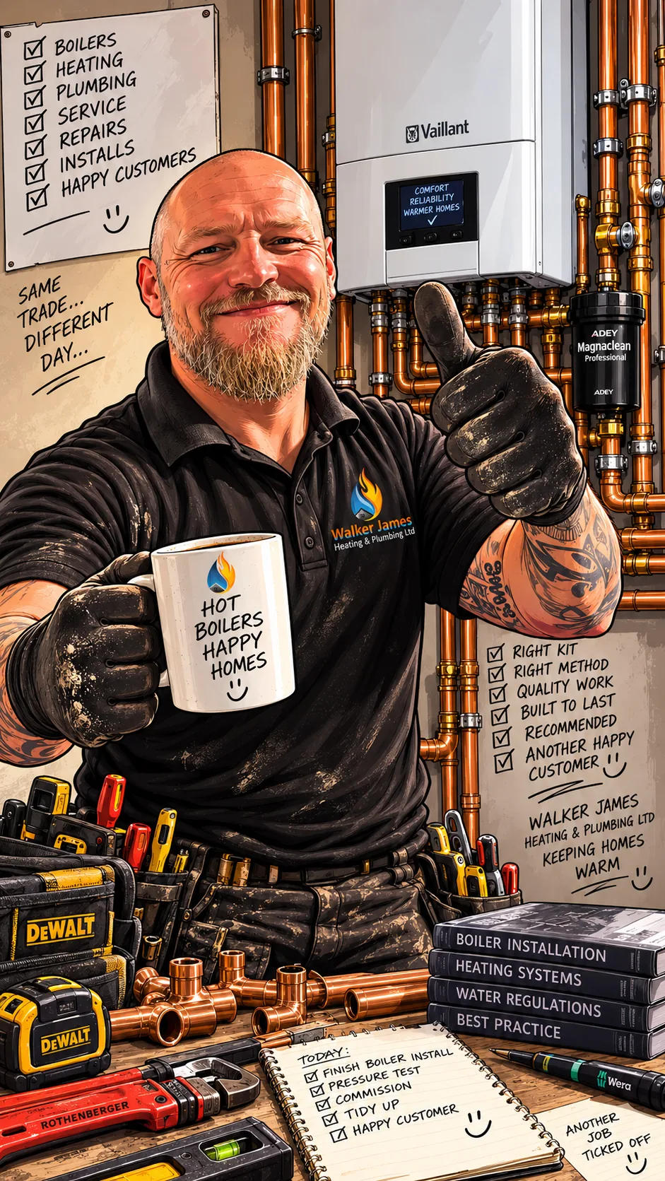 Illustration of James Smith, founder of Walker James Heating and Cooling