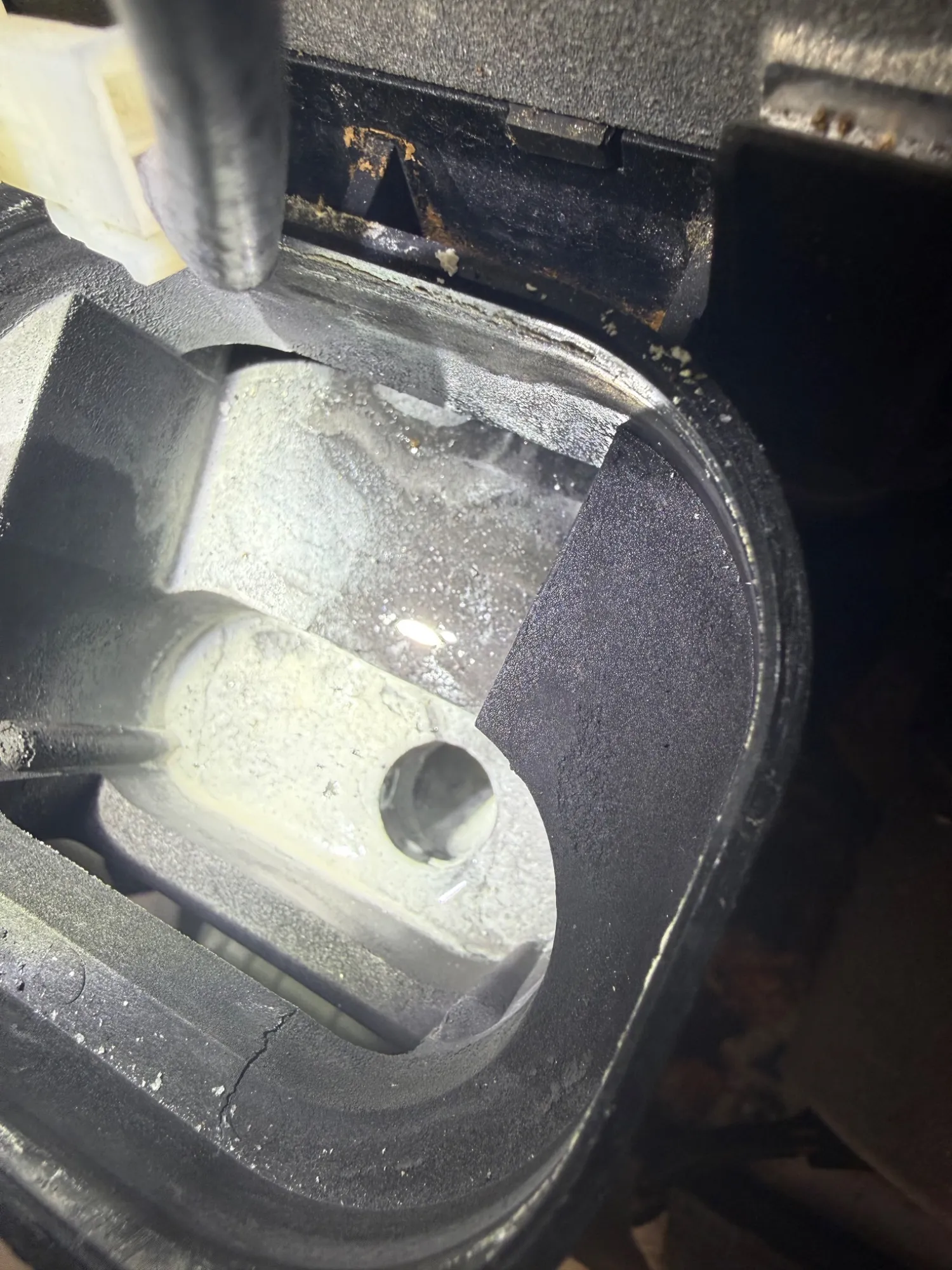Close-up inspection inside a faulty boiler in Burnley