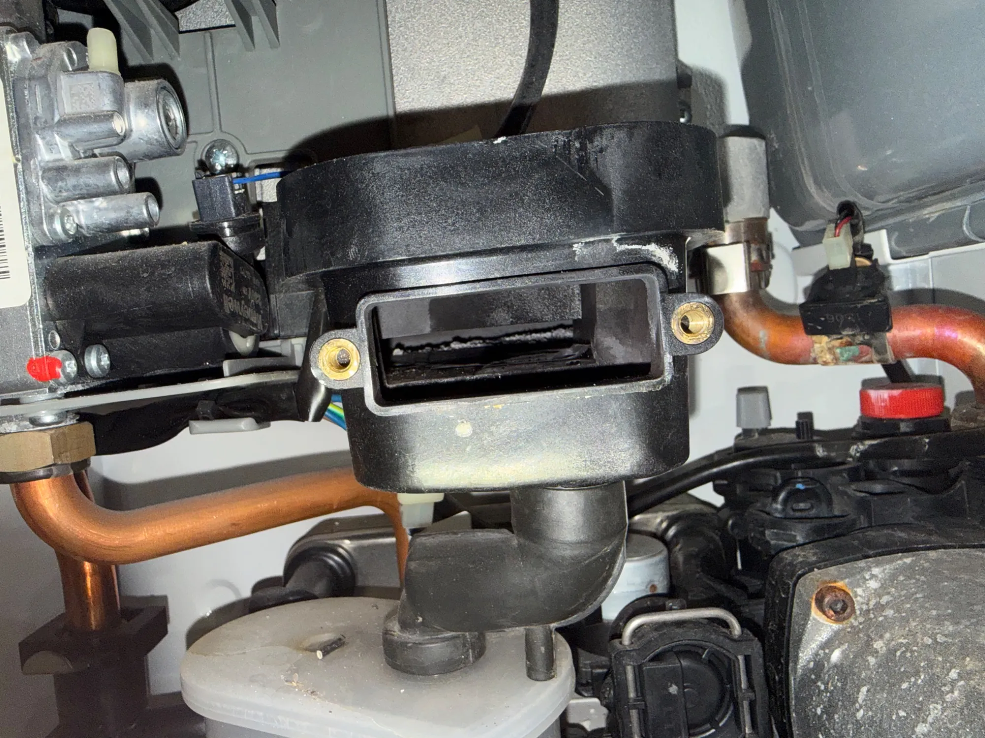 Internal boiler components checked during a breakdown and service in Burnley